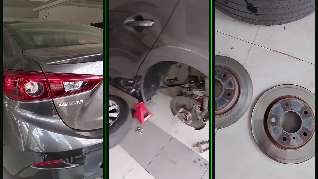 Cambio de pastillas traseras y rectificado de discos en Mazda 3