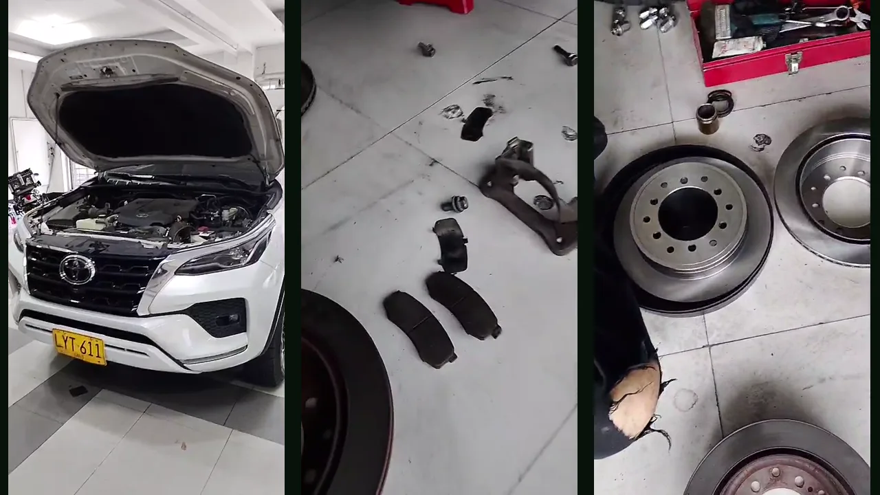 Cambio de pastillas y discos de freno traseros en Toyota Fortuner